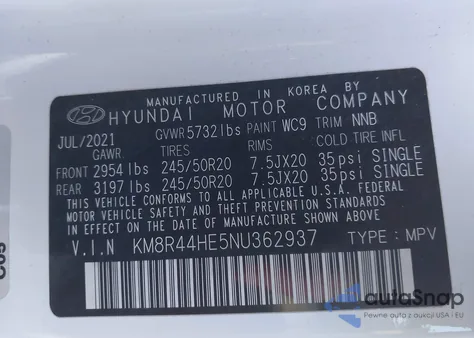 2022 Hyundai Palisade Sel из США, поврежденный, VIN KM8R44HE5NU362937